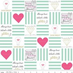 Shine bright - Cuori e scritte bianco/menta