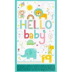 Welcome baby - Cotone flanellato - Pannello rosa