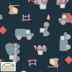 Jersey organic - 15-008 - Camion e ruspe su blu