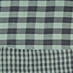 Mousseline Vichy Double Face - Green & Anthracite